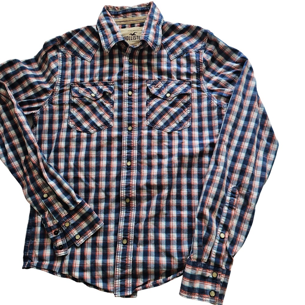 Vintage Hollister Mens Pearl Snap Button Up Shirt Size Large Plaid Y2K, Western